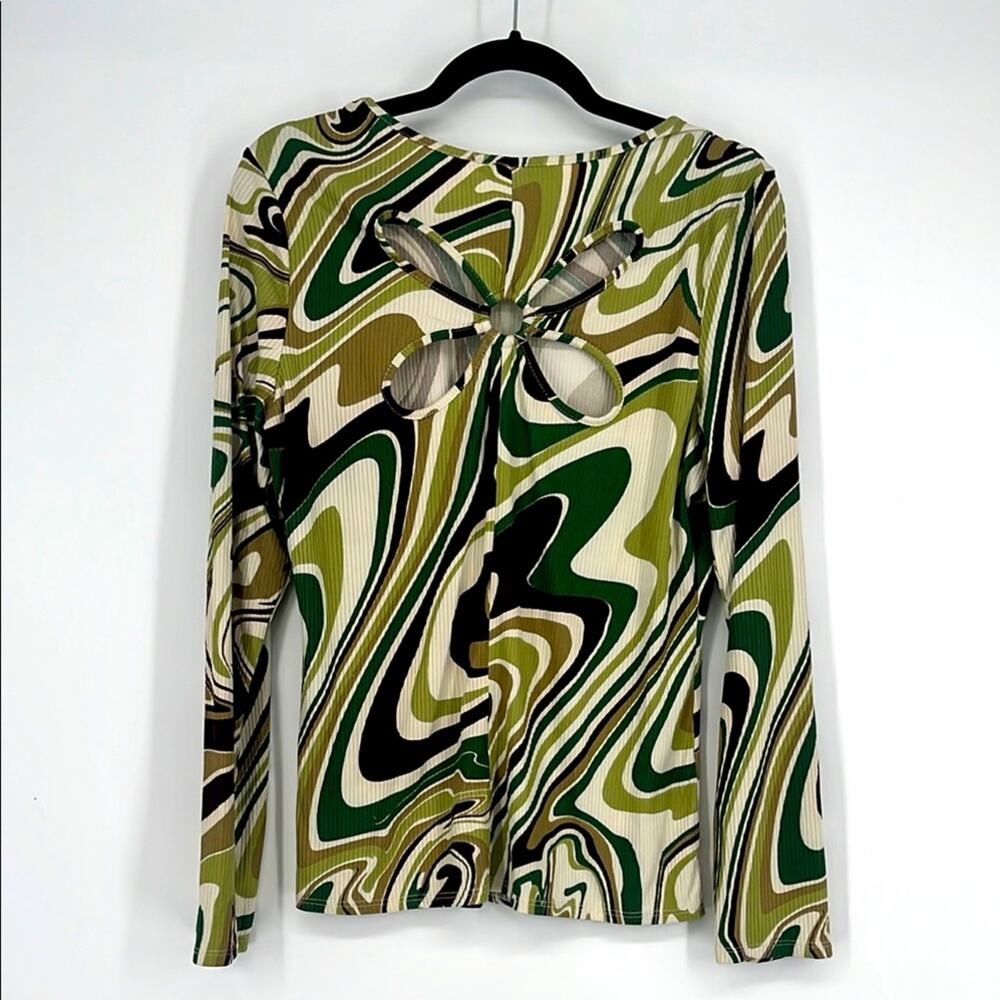 Vintage Y2K Earthbound Butterfly Rib Knit Top Shirt Forest Goblin Grunge Artsy - Picture 2 of 7